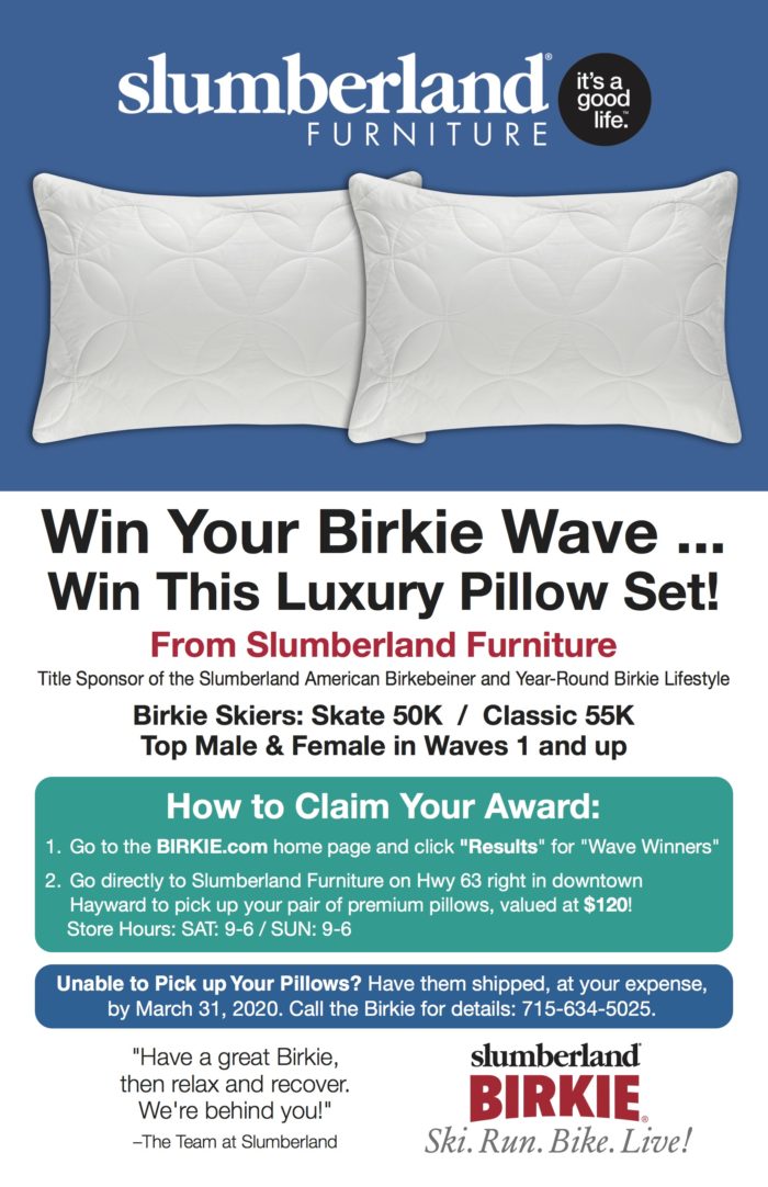 Win Your Birkie Wave... Win This Luxury Pillow Set!