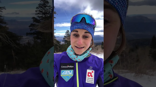 Jessica Yeaton, 2020 Birkie Skate Champion, skiing the virtual Birkie from New Mexico!